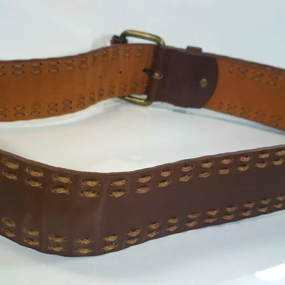 Antique Handmade ,3 Pieces / Elegant Men's Leather Belt &Hand Stitching